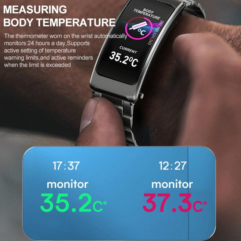 1.14 Inch Silicone Band Earphone Detachable Life Waterproof Smart Watch Support Bluetooth Call - Black Silver 9