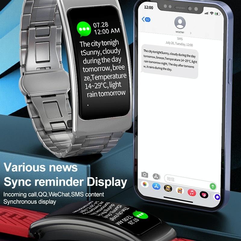 1.14 Inch Silicone Band Earphone Detachable Life Waterproof Smart Watch Support Bluetooth Call - Black Silver 14