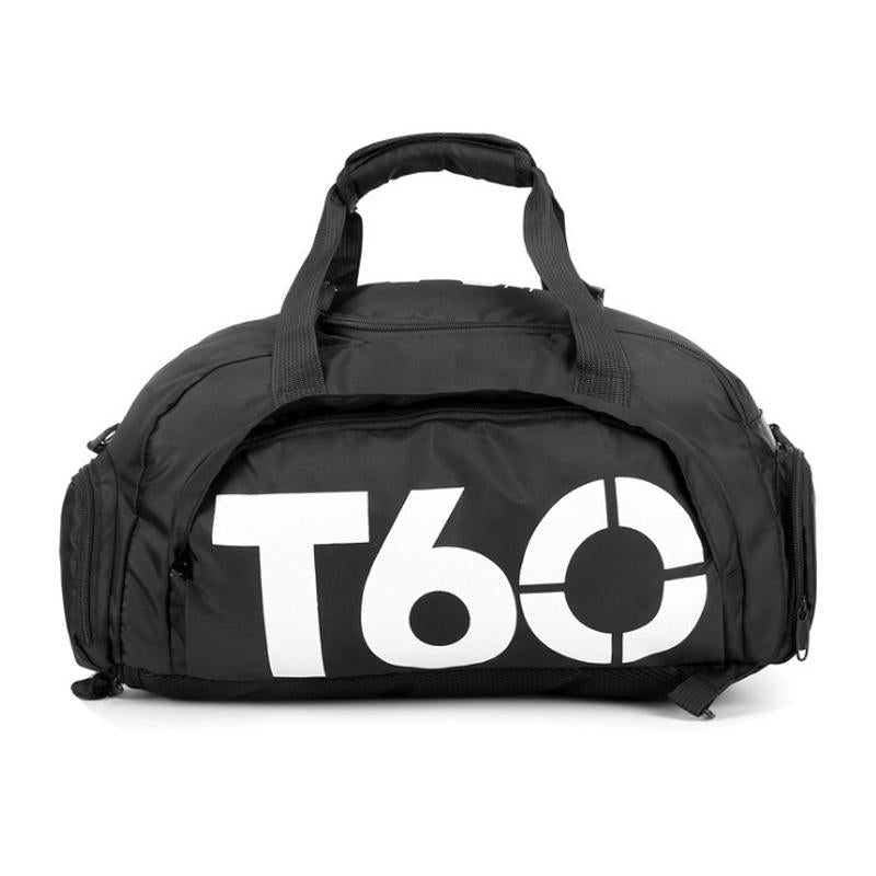 Waterproof Fitness Backpack For Swimming And Travel - Simple Black Bottom Blue Word 14