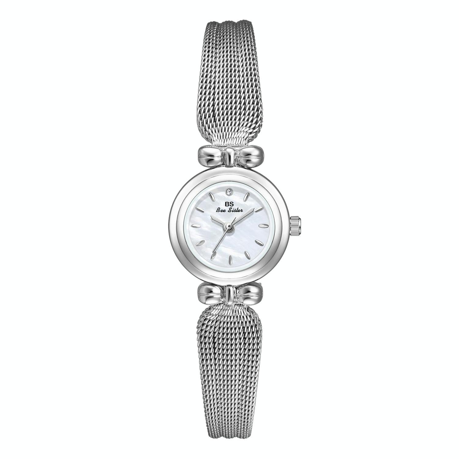Retro Butterfly Mesh Watch for Women - 22mm Stainless Steel Strap - Champagne Gold