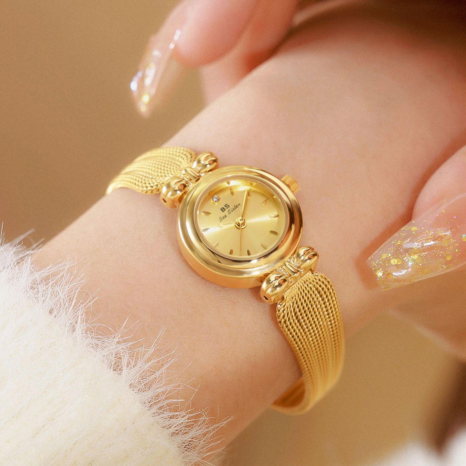 Retro Butterfly Mesh Watch for Women - 22mm Stainless Steel Strap - Champagne Gold 10