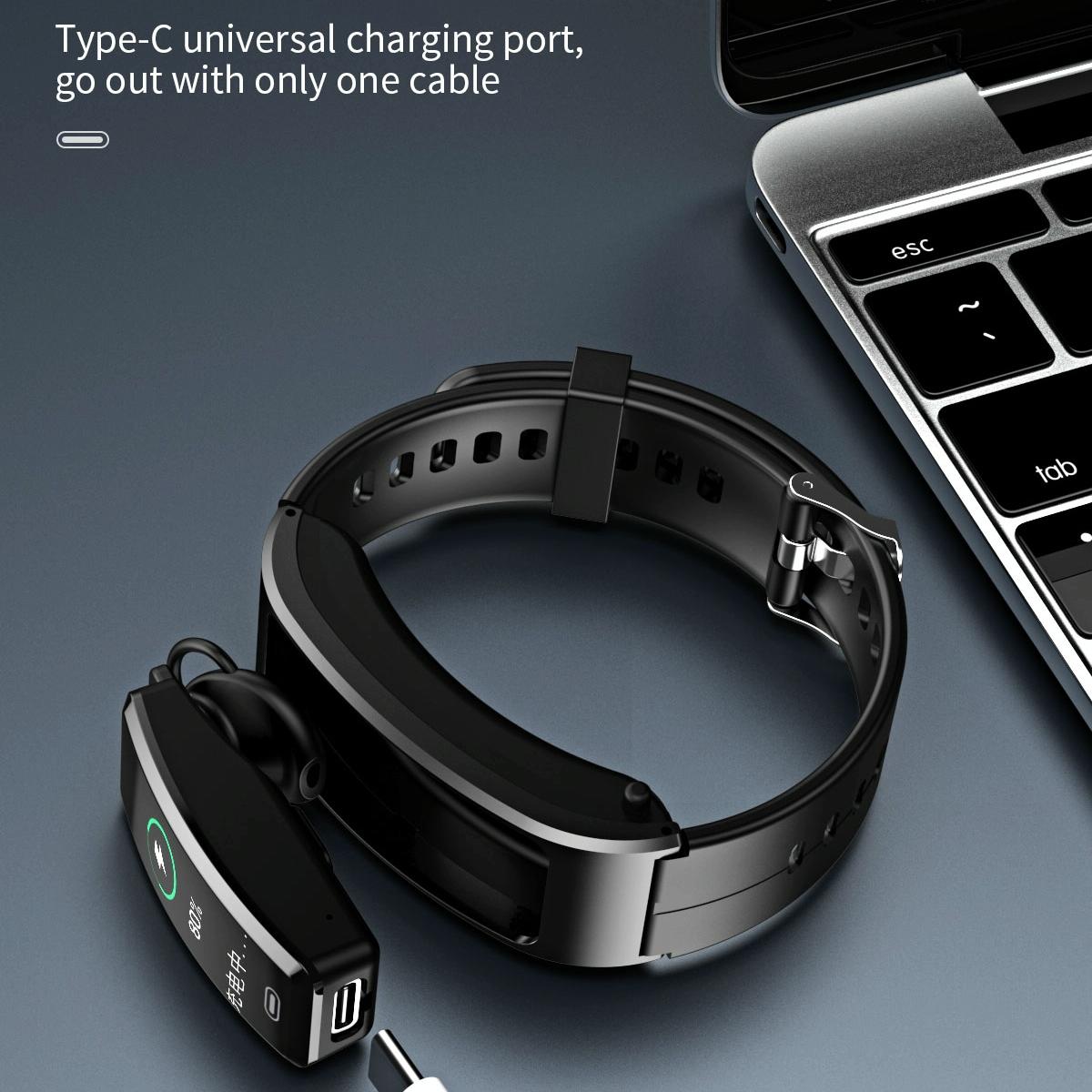 Bluetooth Sleep Heart Monitor Bracelet - B7 - Black + Black Leather Belt 10