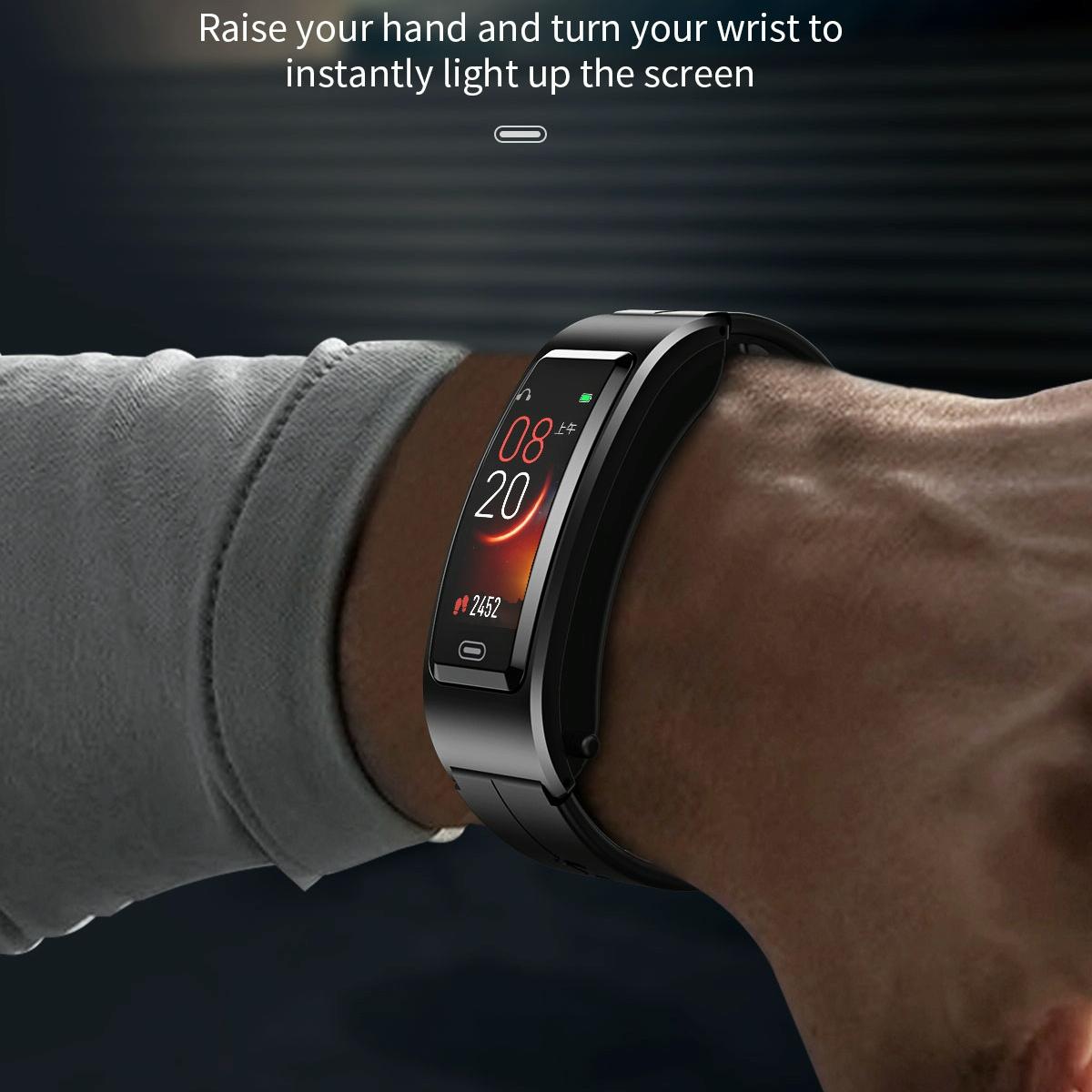 Bluetooth Sleep Heart Monitor Bracelet - B7 - Black + Black Leather Belt 11