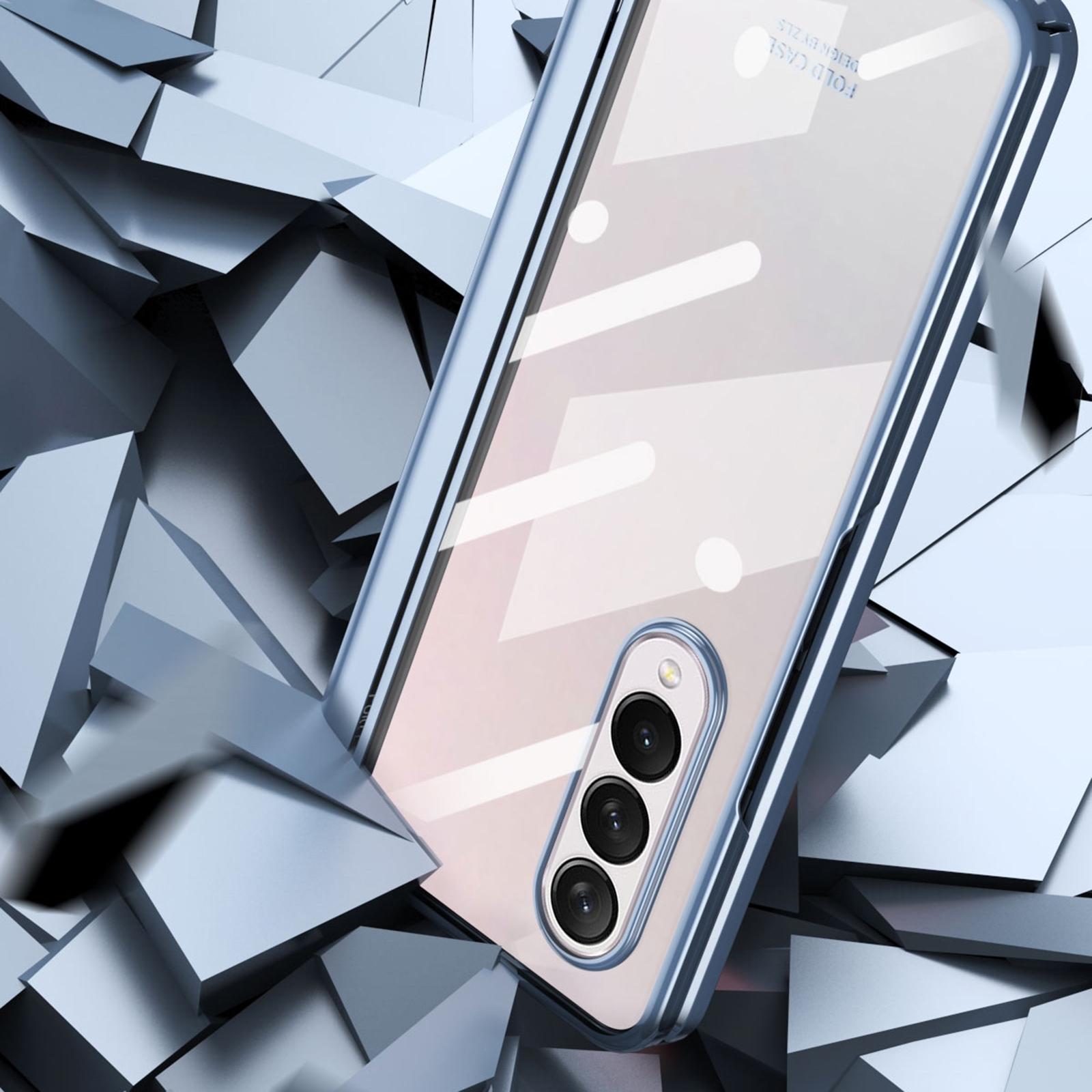 For Samsung Galaxy z Fold4 5G Samsung Galaxy z Fold4 Full Body Electroplating Hinge Case - Integrated Design - Silver 5