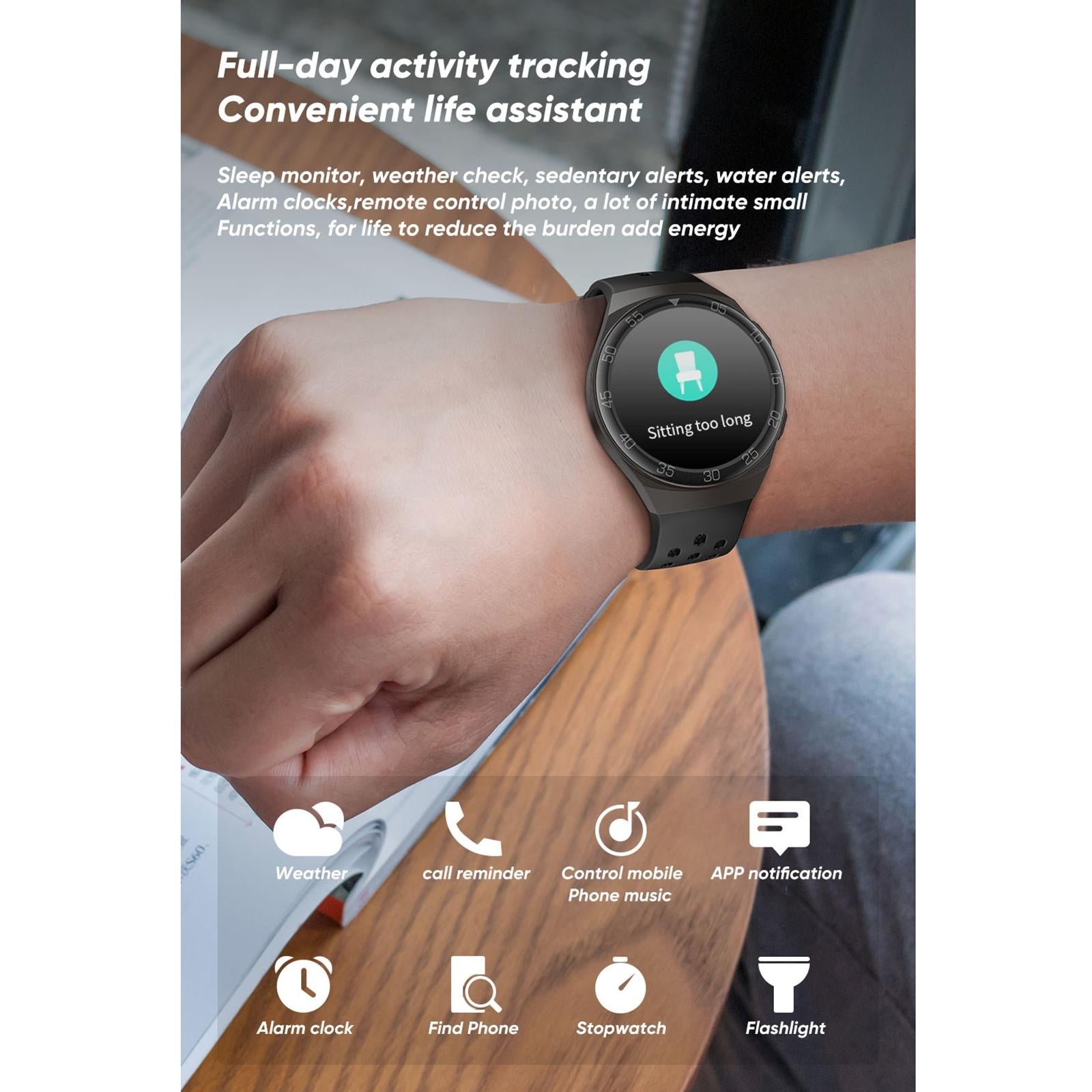 1.28 Inch Ips Screen Bluetooth 5.0 Ip67 Waterproof Smart Watch Support Sleep Monitor / Multi-Sports Mode / Heart Rate Monitor / Blood Pressure Monitoring - Black 9