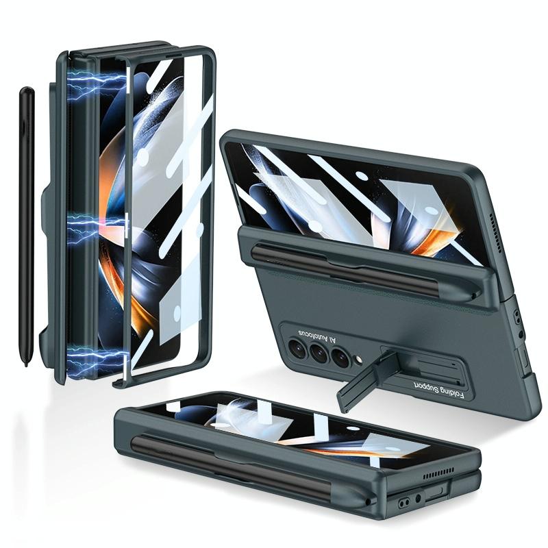 For Samsung Galaxy Z Fold4 5G Foldable Magnetic Flip Case With Holder & Pen Slot - Gkk - Silver 8