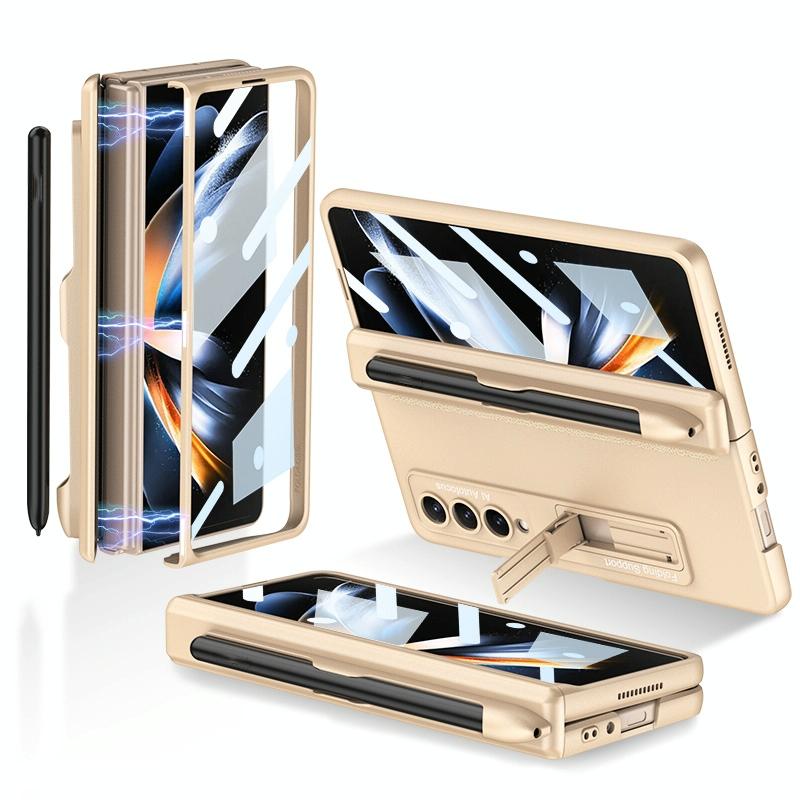 For Samsung Galaxy Z Fold4 5G Foldable Magnetic Flip Case With Holder & Pen Slot - Gkk - Silver 10