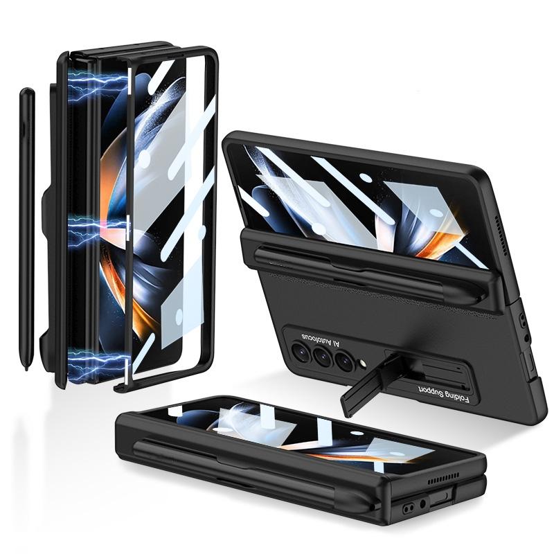 For Samsung Galaxy Z Fold4 5G Foldable Magnetic Flip Case With Holder & Pen Slot - Gkk - Silver 13