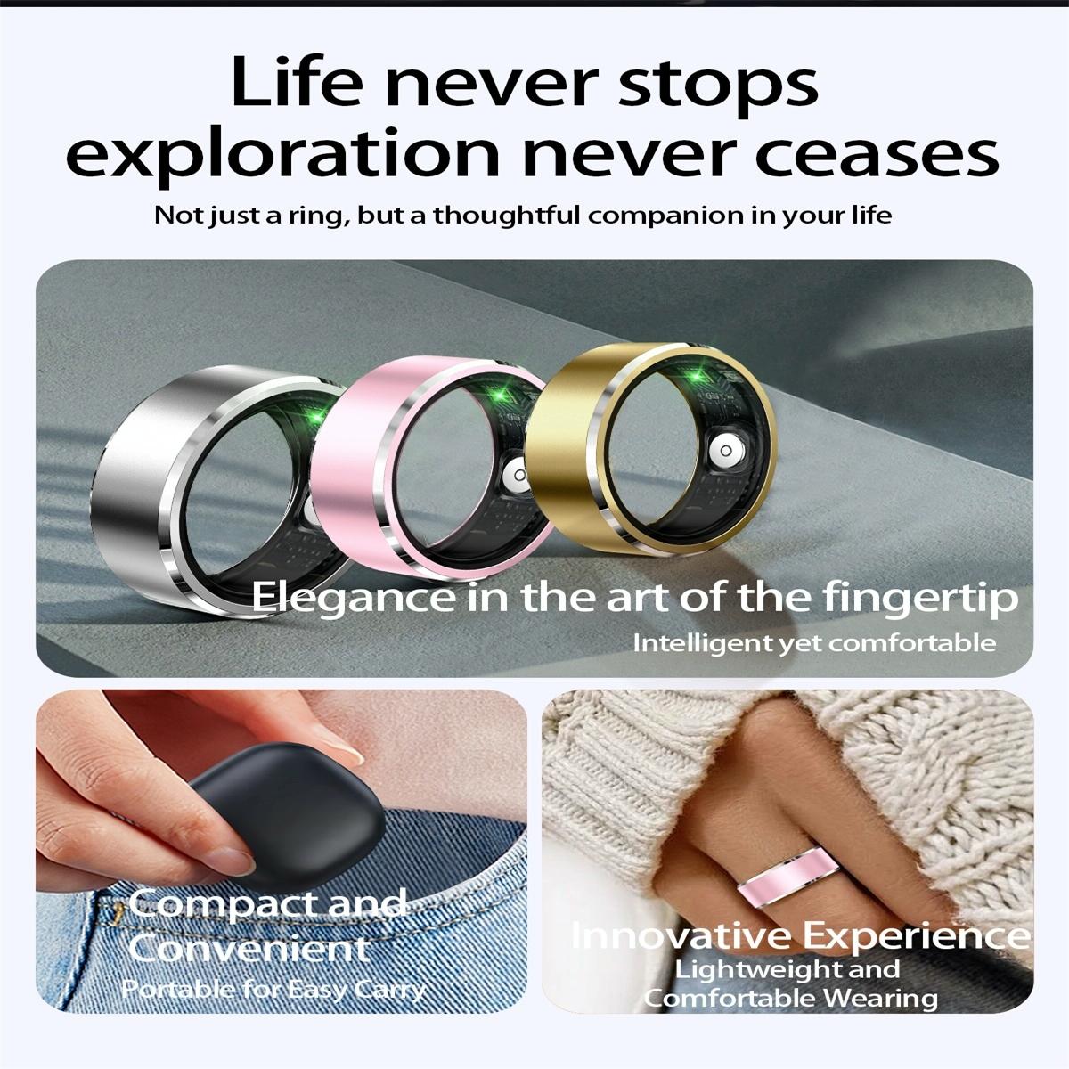 Smart Ring For Health Monitoring & Multiple Sports Modes - Size 10 - Pink 4