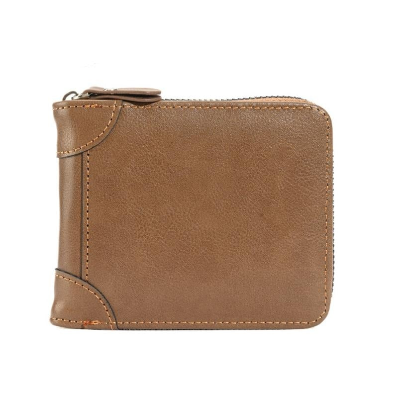 Rfid-protected Men Zip Wallet - Secure & Stylish - Brown