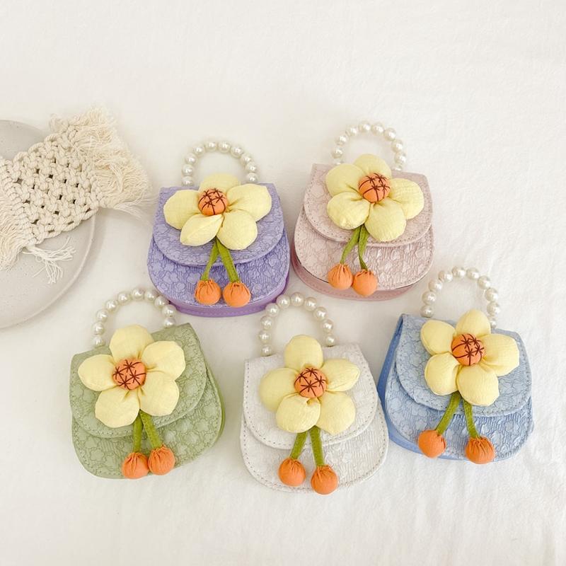 Cartoon Flower Princess Crossbody Bag With Pearl Detail - Purple 3