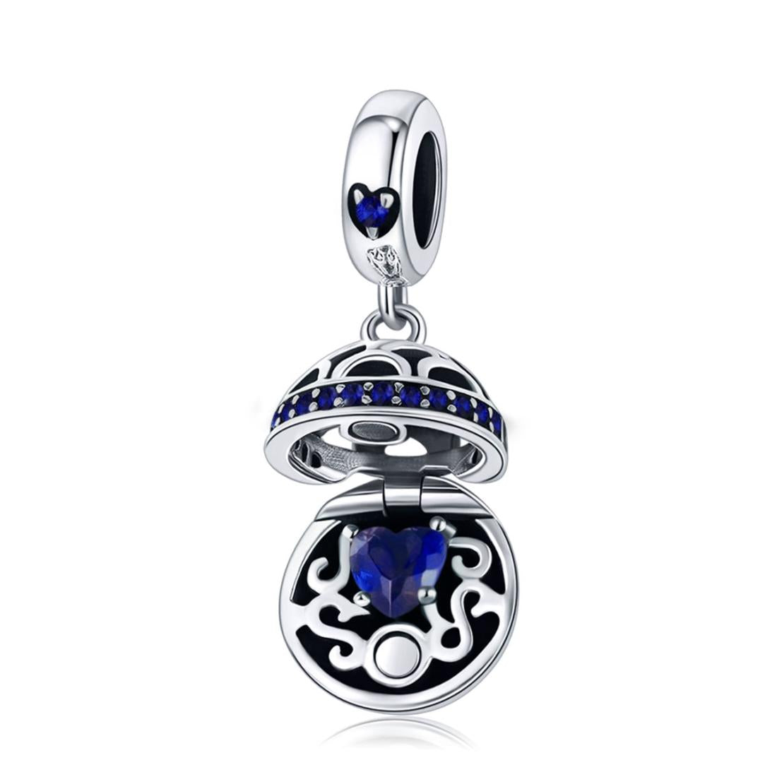 925 Sterling Silver Surprise Love Pendant For Diy Bracelets & Necklaces - Blue 9