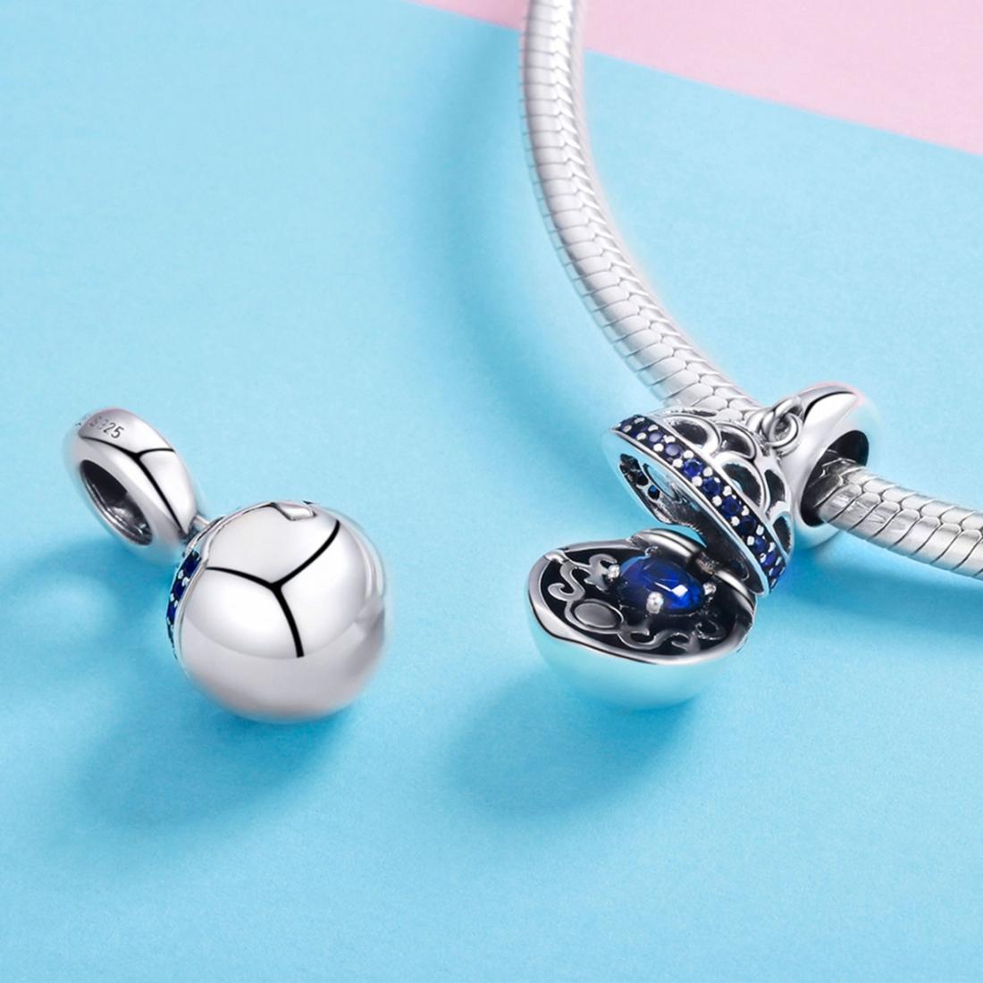 925 Sterling Silver Surprise Love Pendant For Diy Bracelets & Necklaces - Blue 13