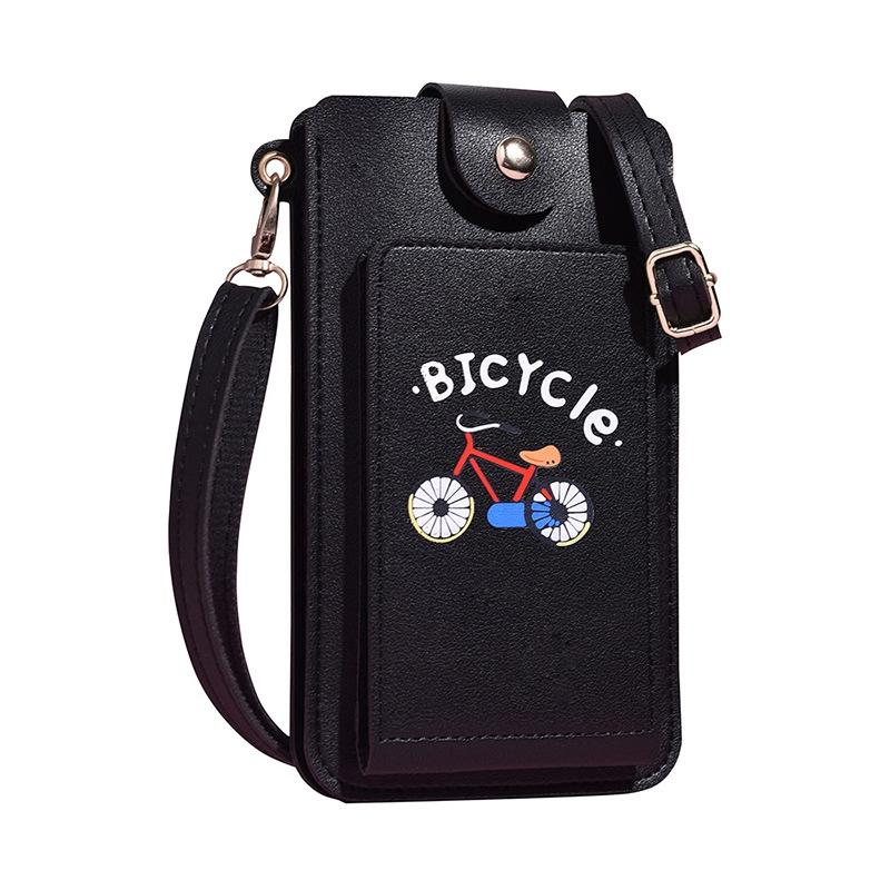 Printed Mini Shoulder Bag With Card Holder - Black