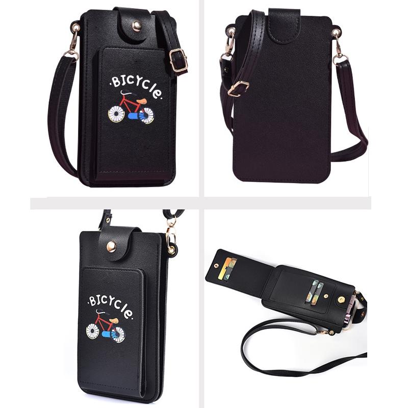 Printed Mini Shoulder Bag With Card Holder - Black 3