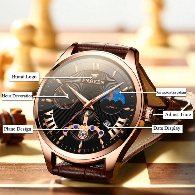 Men Luminous Casual Quartz Watch - 5606 - Between Rose Gold Rose Shell White Surface 6