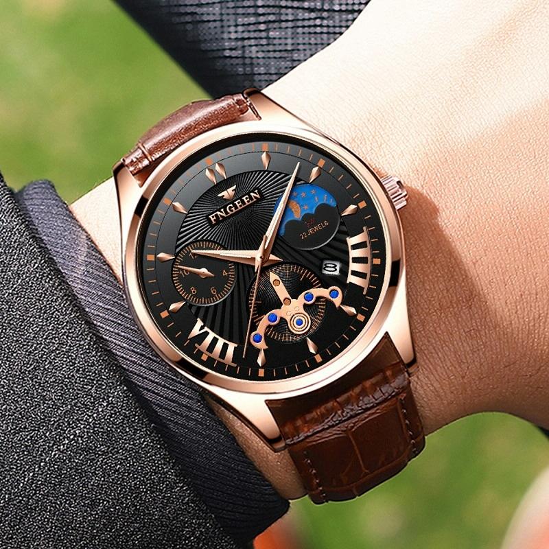 Men Luminous Casual Quartz Watch - 5606 - Between Rose Gold Rose Shell White Surface 11