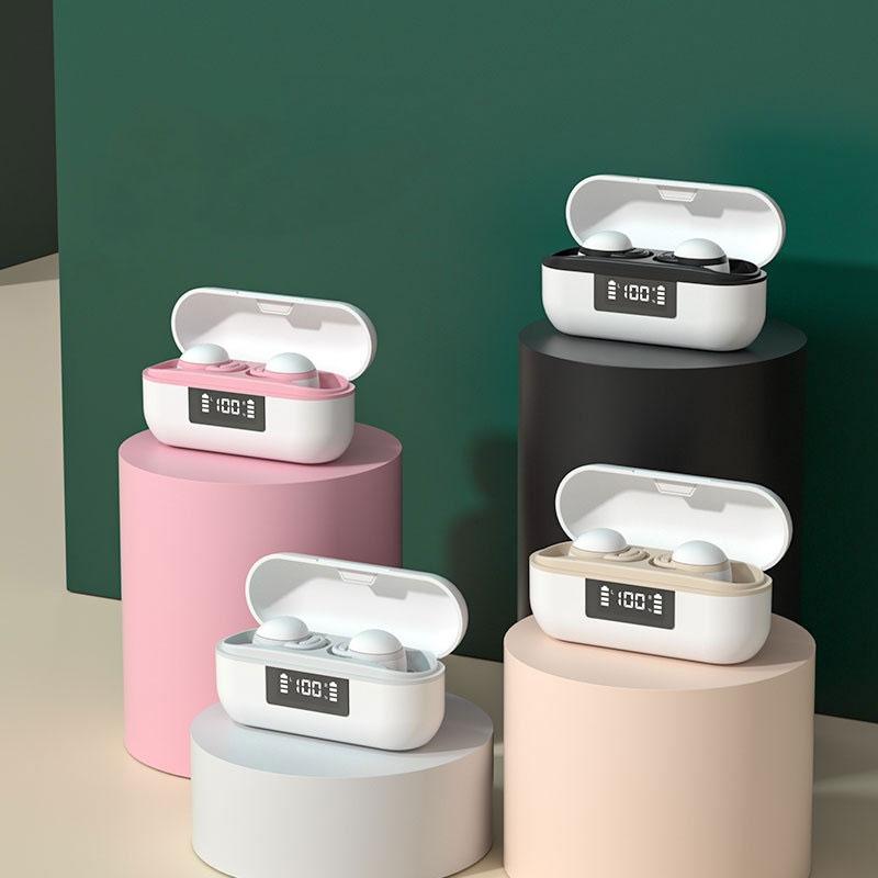 Wireless Noise-cancelling Earbuds with Digital Display and Charging Case - Skin Colour 3