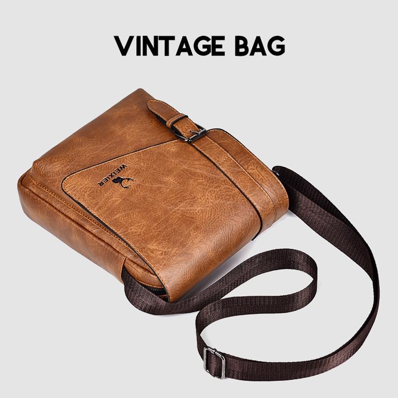 Retro Crossbody Messenger Bag Large Capacity - Dark Brown 10