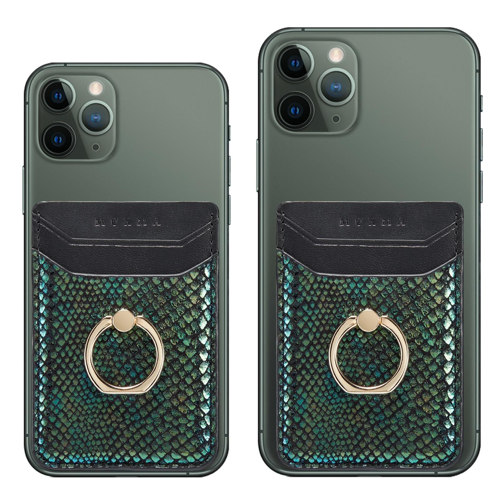 Rfid Snake Texture Phone Card Bag With Ring Fits Most Phones - Rose Gold 5