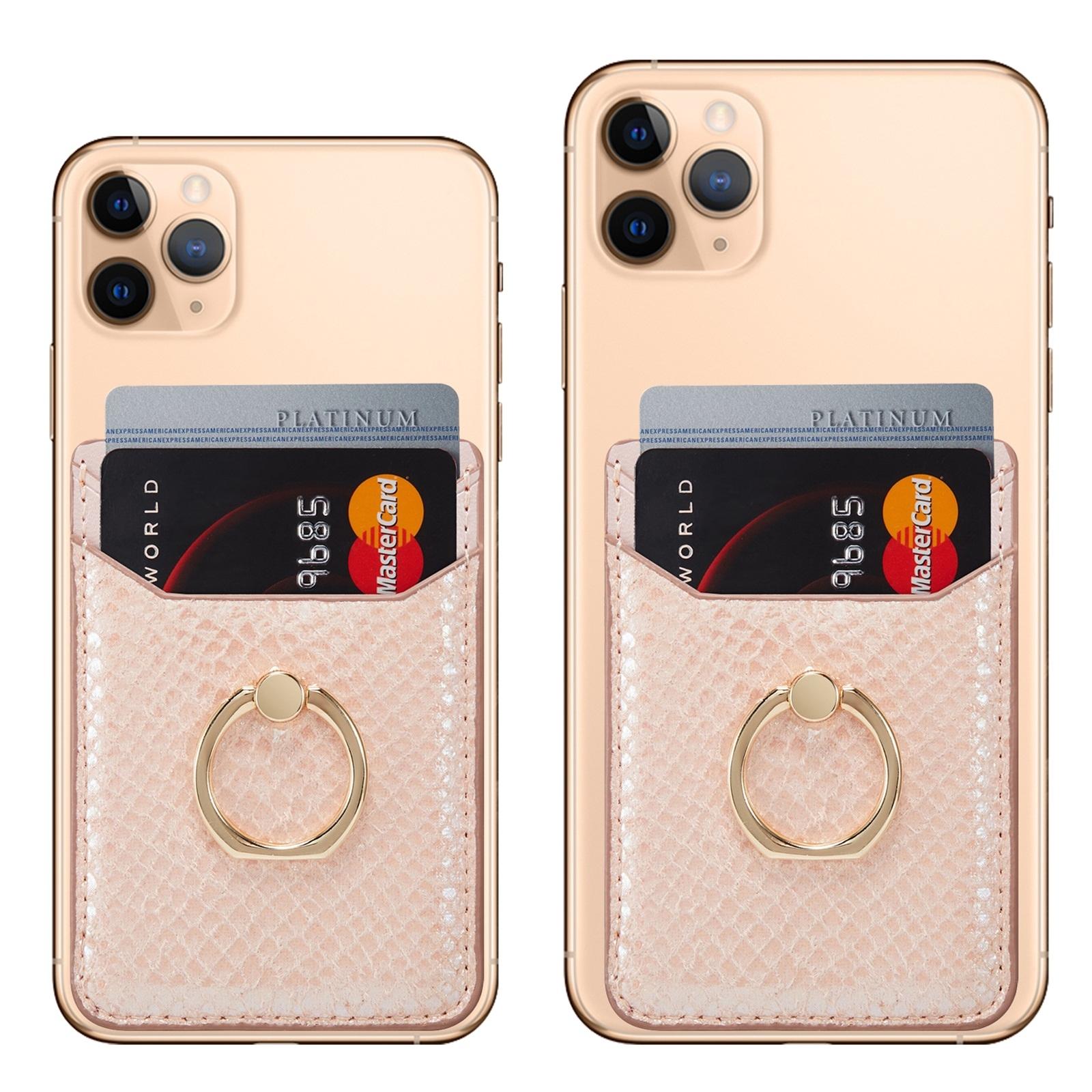 Rfid Snake Texture Phone Card Bag With Ring Fits Most Phones - Rose Gold 11