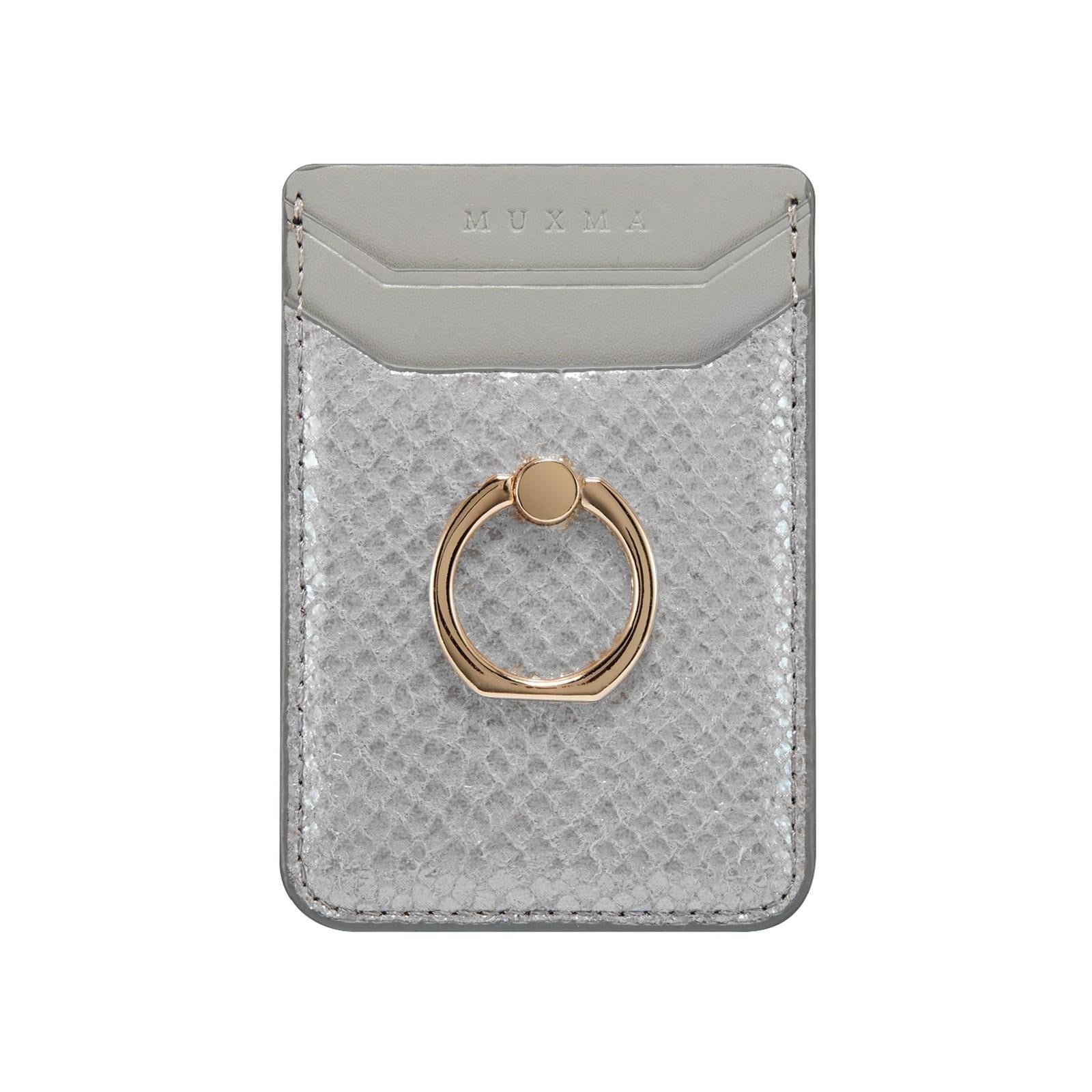Rfid Snake Texture Phone Card Bag With Ring Fits Most Phones - Rose Gold 13