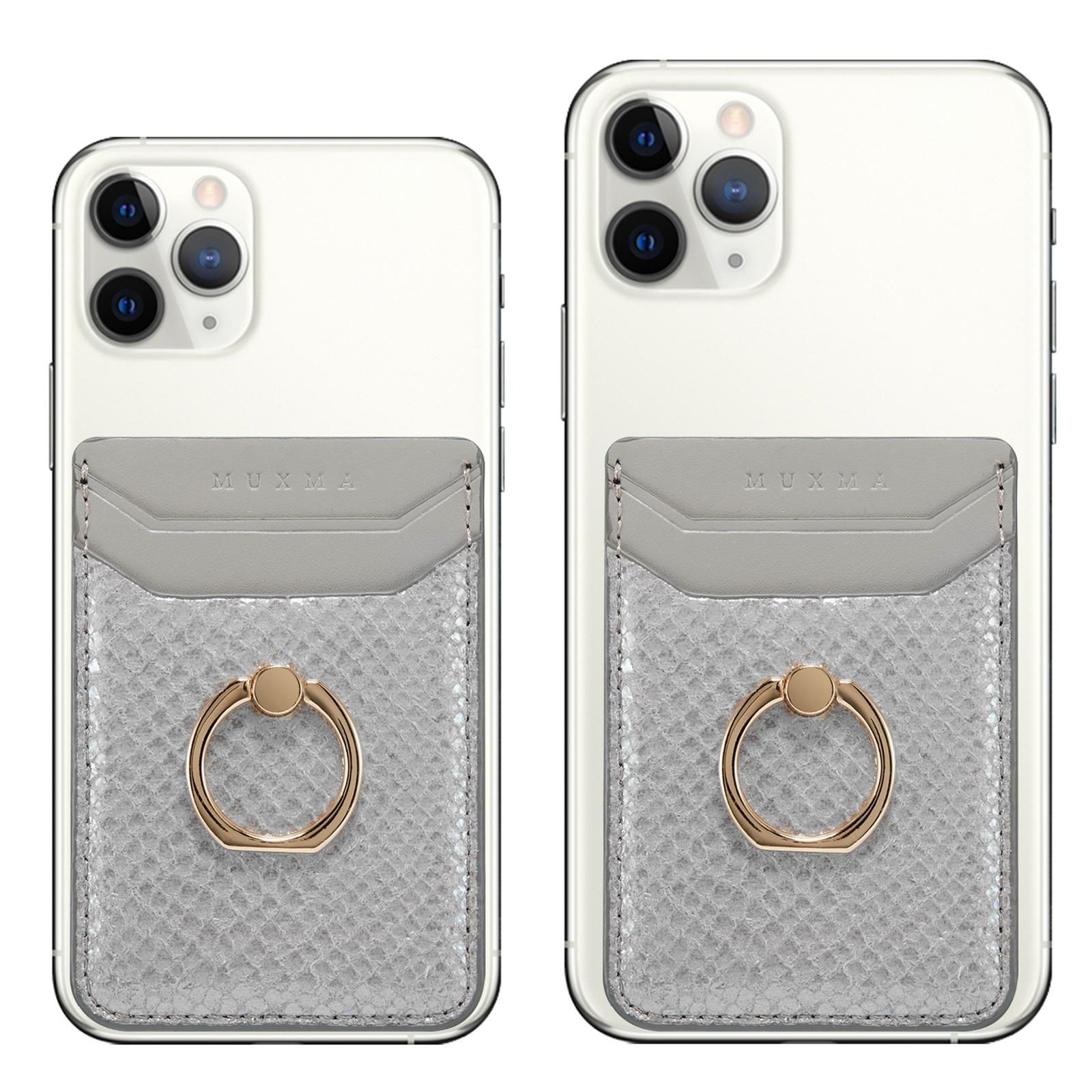 Rfid Snake Texture Phone Card Bag With Ring Fits Most Phones - Rose Gold 15