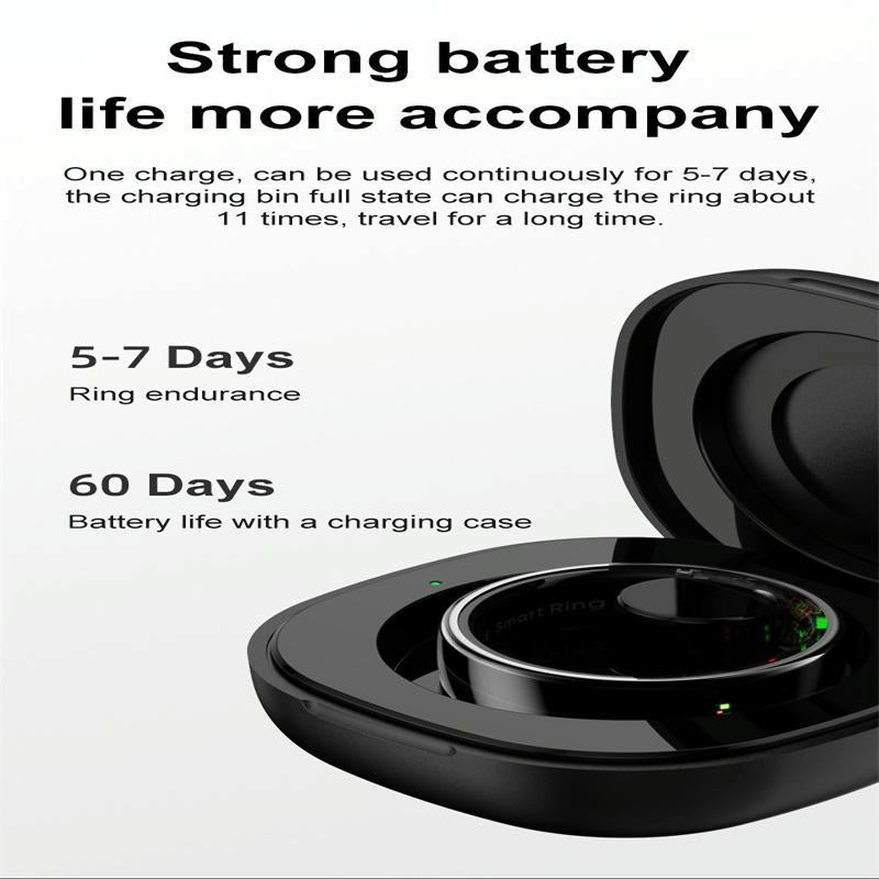 Smart Ring Heart Rate Blood Oxygen Sleep Sports Size 10 - Silver 9