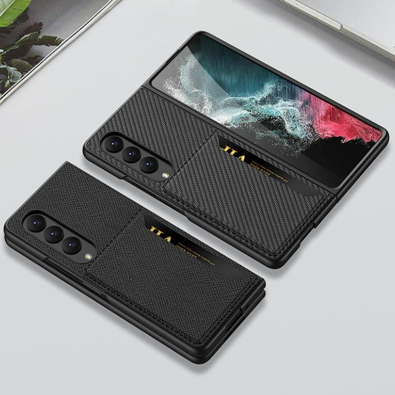 For Samsung Galaxy Z Fold4 5G Leather Case With Card Slots - Ultra Thin - Silver 6
