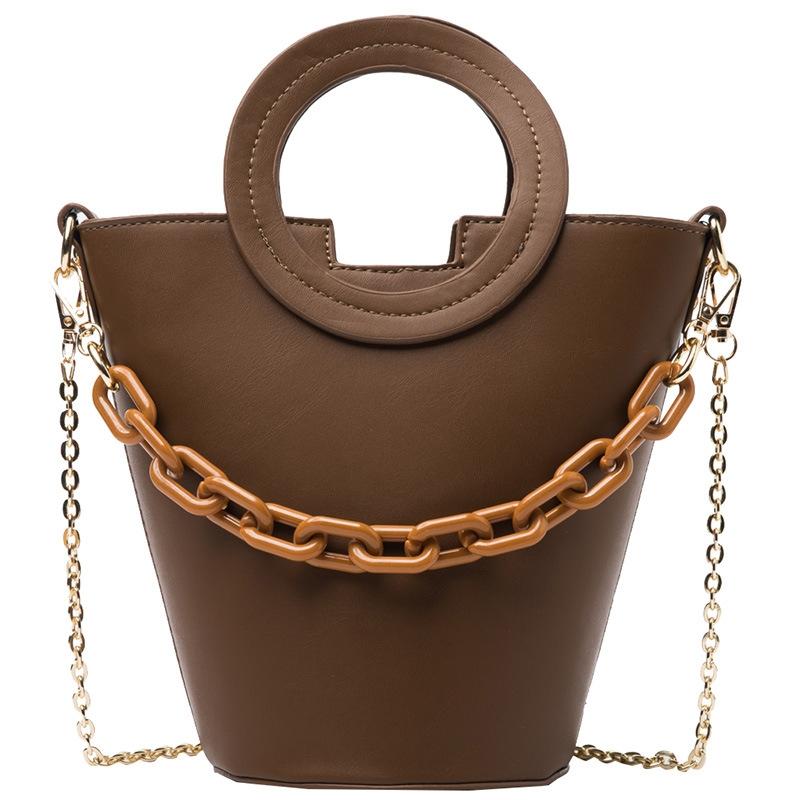 Stylish Round Chain Crossbody Bag For Women - Beige