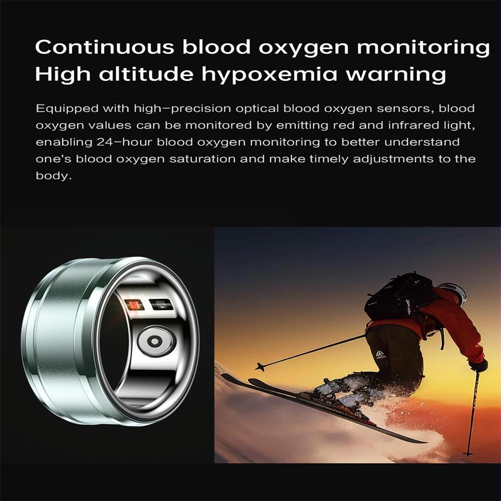 Smart Ring With Heart Rate Blood Oxygen And Sleep Monitoring - Size 20 - Blue 8