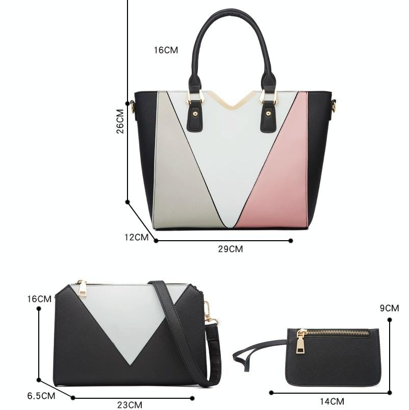 Versatile 4-in-1 Ladies Handbag with Large Capacity - Navy Blue 10