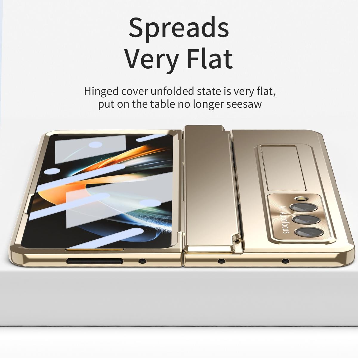 For Samsung Galaxy Z Fold4 5G Folding Case With Integrated Hinge - Champagne Gold 5