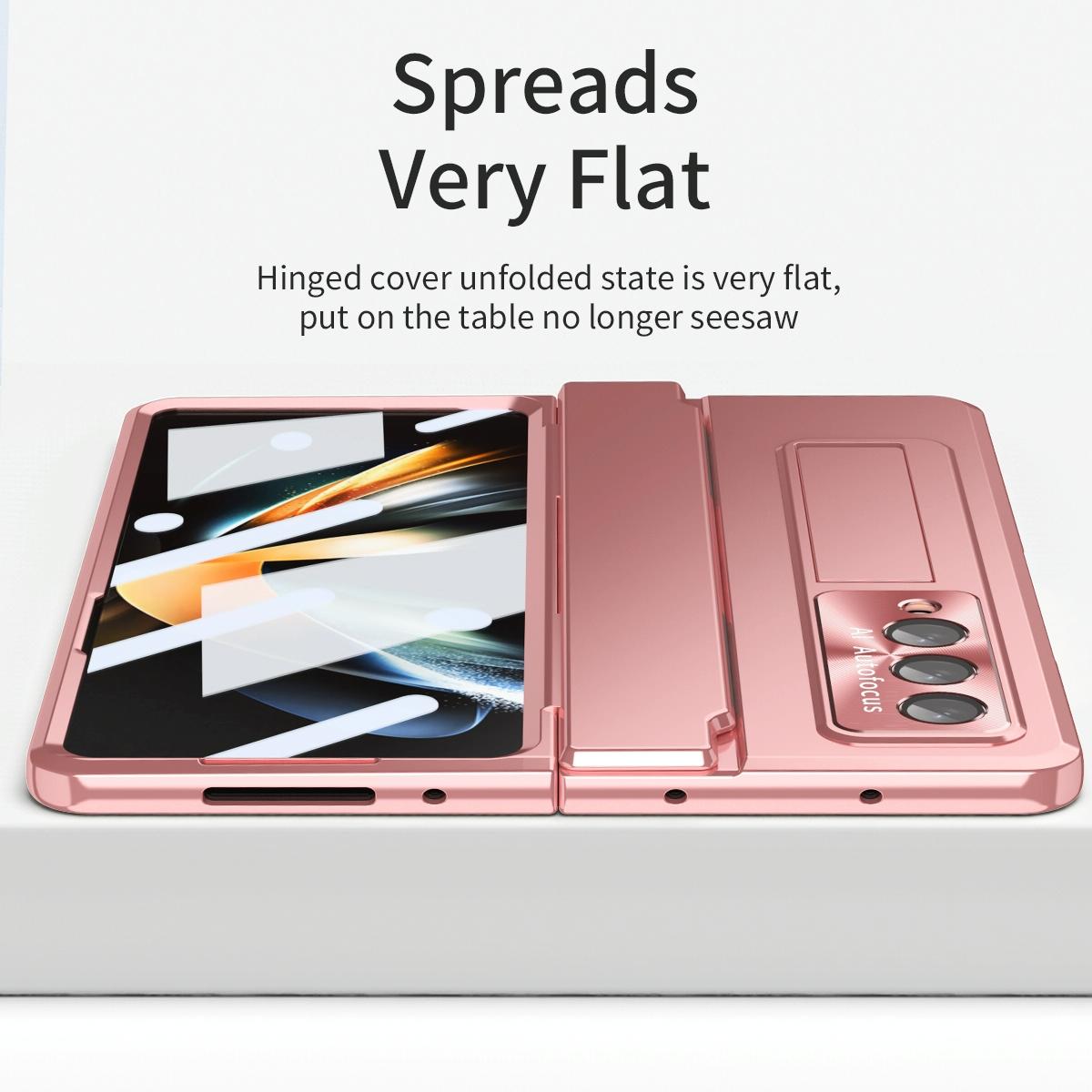 For Samsung Galaxy Z Fold4 5G Folding Case With Integrated Hinge - Champagne Gold 11