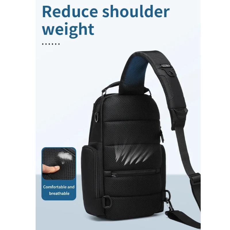 Lightweight Men Waterproof Crossbody Chest Bag Travel Companion - Grey 9