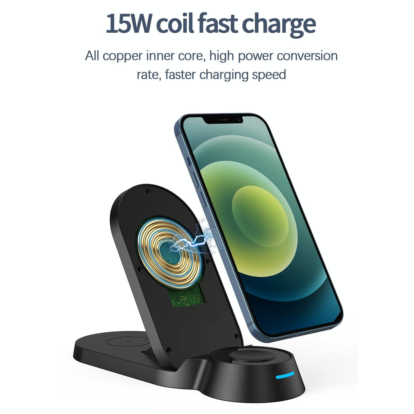 3 In 1 Foldable Wireless Charger For Smart Devices - White 7