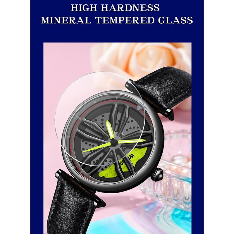 Women Steel Belt Quartz Watch with 3d Hollow out Wheel Design - Rose Gold 5
