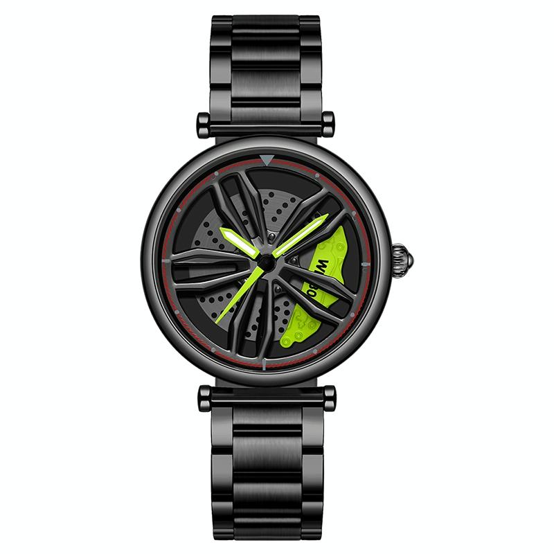 Women Steel Belt Quartz Watch with 3d Hollow out Wheel Design - Rose Gold 10