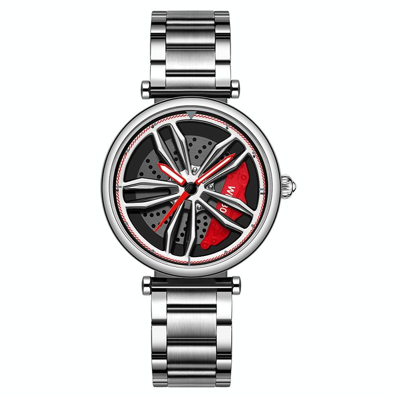 Women Steel Belt Quartz Watch with 3d Hollow out Wheel Design - Rose Gold 12