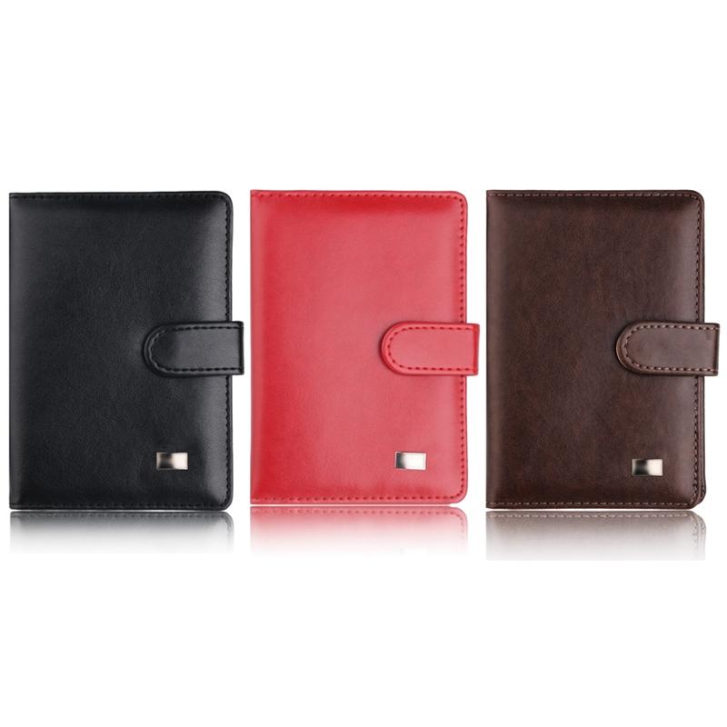 Passport & Card Holder With Buckle Clip Pu Protection - Brown 3