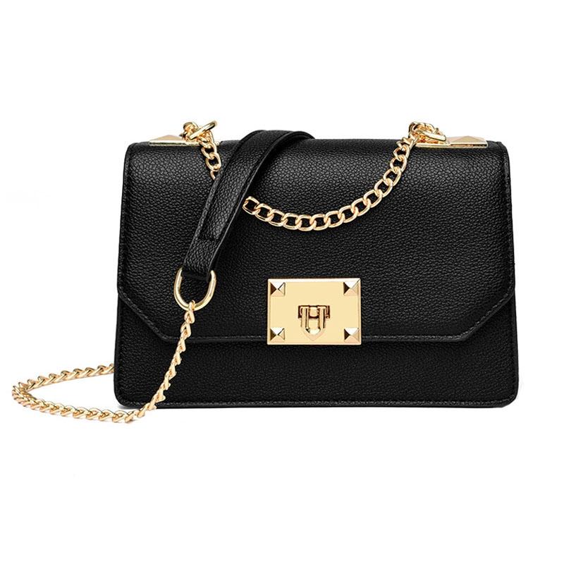 Small Square Flap Lock Crossbody Bag For Women - Black
