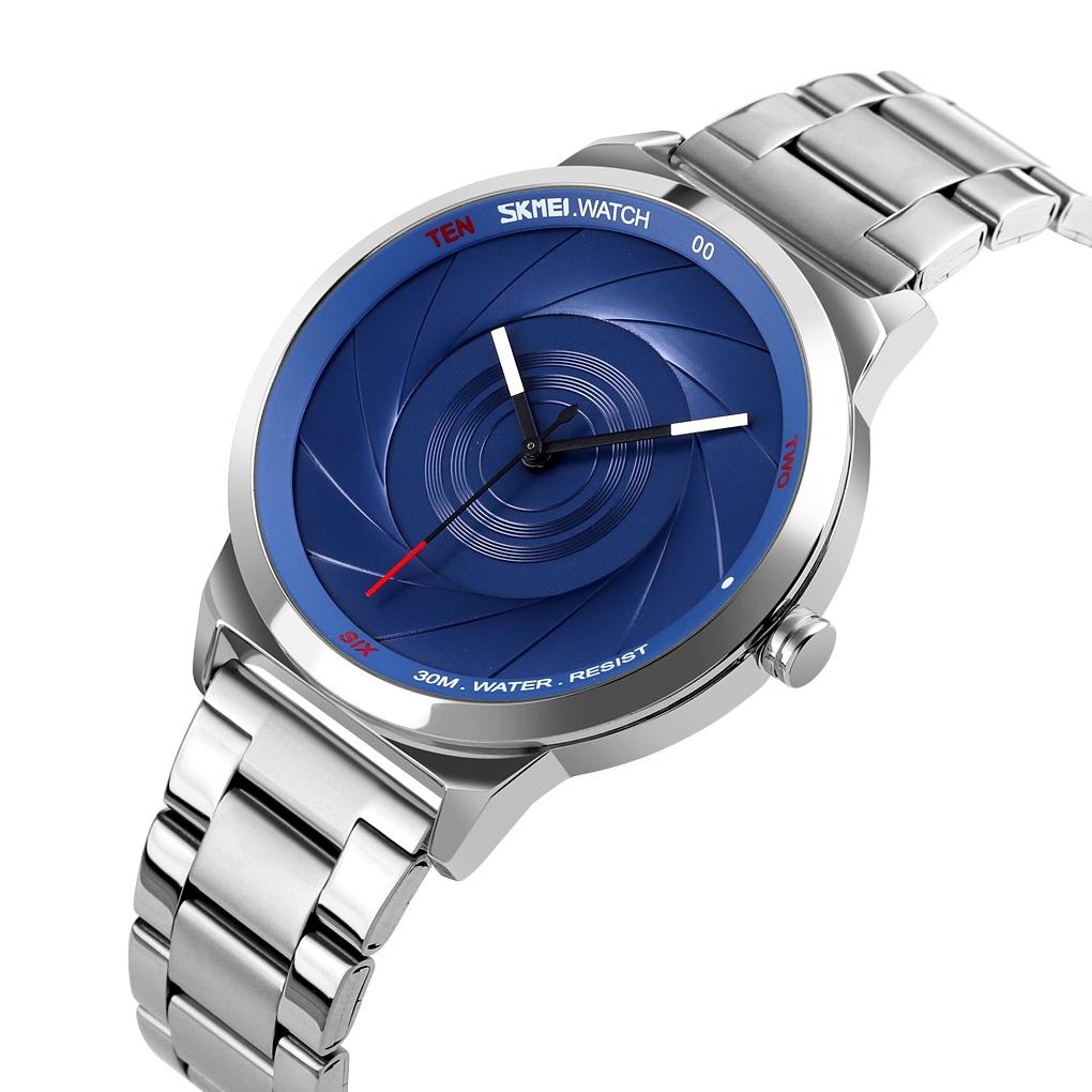 Stylish Waterproof Gold Quartz Watch for Men - Black Blue 8