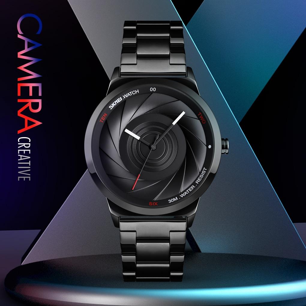 Stylish Waterproof Gold Quartz Watch for Men - Black Blue 12