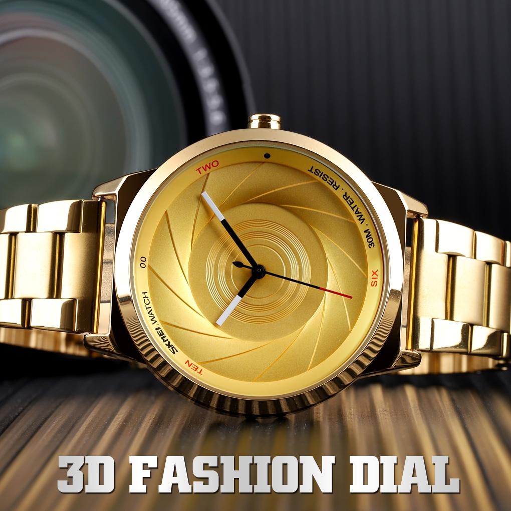 Stylish Waterproof Gold Quartz Watch for Men - Black Blue 14