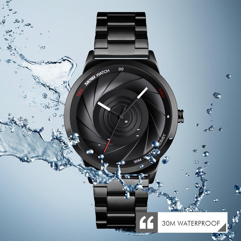 Stylish Waterproof Gold Quartz Watch for Men - Black Blue 15