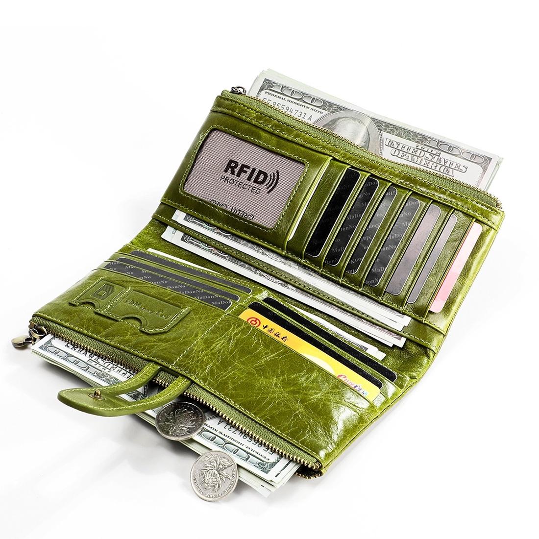 Vintage Rfid Leather Wallet with Card Slots for Women - Green 12