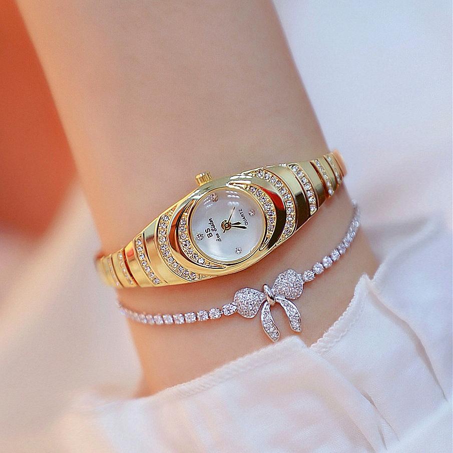 Oval Chain Watch with Diamonds for Women - Rose Gold