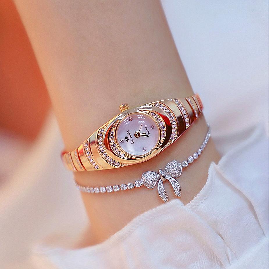 Oval Chain Watch with Diamonds for Women - Rose Gold 7