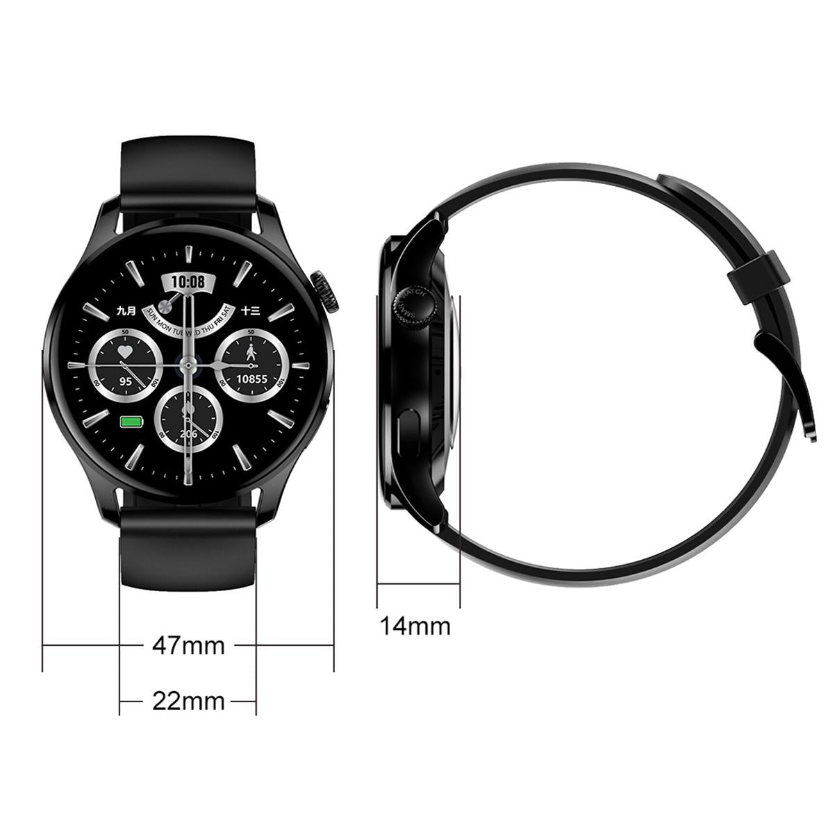 1.32 Inch Heart Rate Monitoring Smart Watch With Payment Function - Black Leather 3