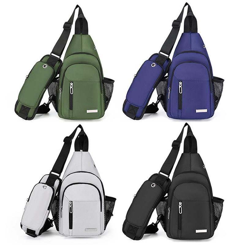 Men Oxford Cloth Chest Bag Casual Crossbody Shoulder Backpack - Light Grey 7